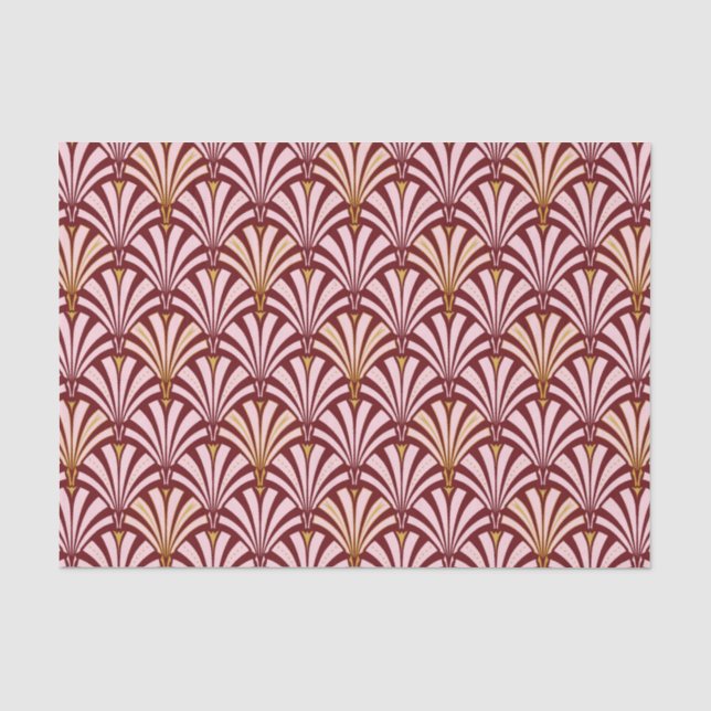 Art Deco fan pattern - pink and burgundy Tissue Paper (Front)