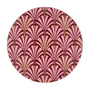 Art Deco fan pattern - pink and maroon Cutting Board