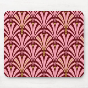 Art Deco fan pattern - pink and maroon Mouse Mat