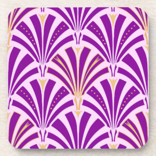 Art Deco fan pattern - purple and orchid Coaster