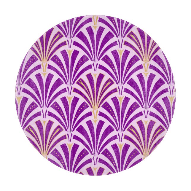 Art Deco fan pattern - purple and orchid Cutting Board (Front)