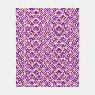 Art Deco fan pattern - purple and orchid Fleece Blanket