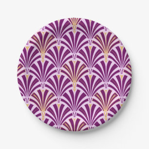 Art Deco fan pattern - purple and orchid Paper Plate
