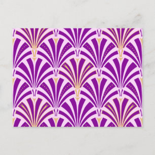 Art Deco fan pattern - purple and orchid Postcard