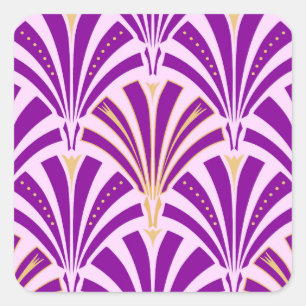Art Deco fan pattern - purple and orchid Square Sticker