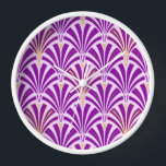 Art Deco fan pattern - purple and orchid Wall Clock<br><div class="desc">Digital reproduction of a classic,  Art Deco wallpaper,  fan pattern - amethyst purple on light orchid,  embellished with gold</div>