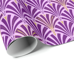Art Deco fan pattern - purple and orchid Wrapping Paper