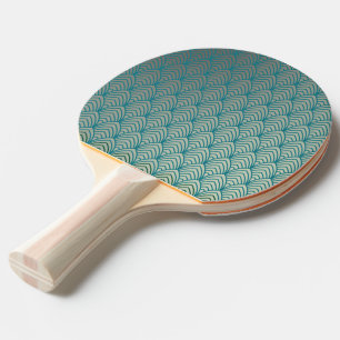 Art deco, fan pattern, teal, white, fan pattern, c ping pong paddle