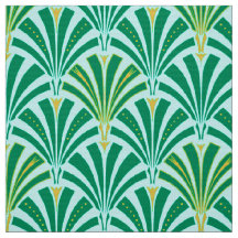 Art Deco fan pattern - turquoise on aqua