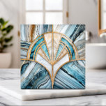 Art Deco Fan Shell - Travertine and blue Marble Tile<br><div class="desc">Art Deco Fan Shell - Travertine and blue Marble</div>