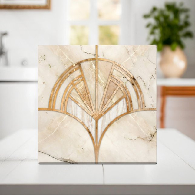 Art Deco Fan Shell - Travertine Marble Tile (Creator Uploaded)