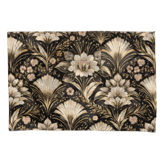 Art Deco Fan Style Floral Pattern Pillowcase
