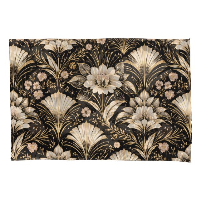 Art Deco Fan Style Floral Pattern Pillowcase (Front)