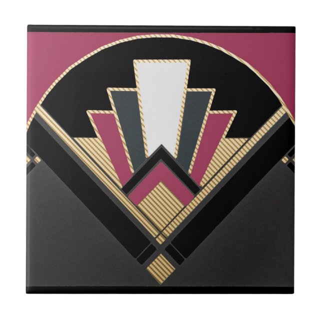 Art Deco Fan Style (Pink) Tile (Front)