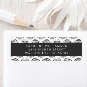 Art Deco Fans Black White Shower Return Address