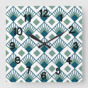 Art Deco Fans  Square Wall Clock