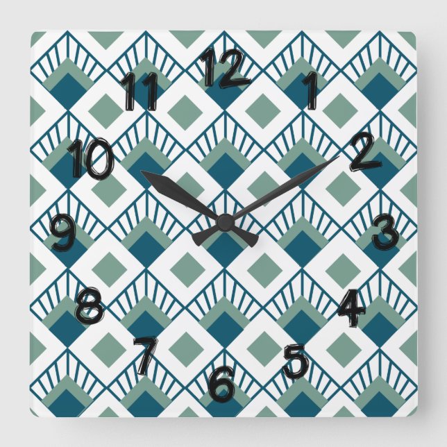 Art Deco Fans  Square Wall Clock (Front)