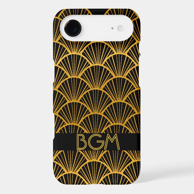 Art Deco Fans with Monogram Case-Mate iPhone Case (Back)
