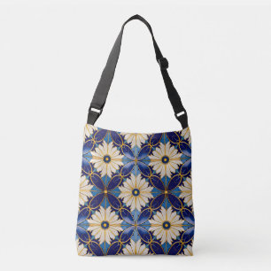Art Deco Fashion Accessories Gold Blue White Petal Crossbody Bag