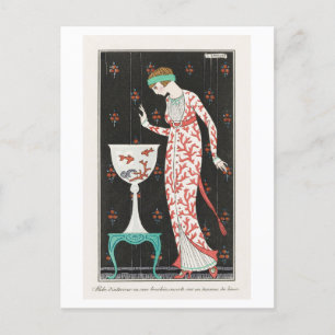 Art Deco Fashion Plate of Evening Gown by Barbier Postcard