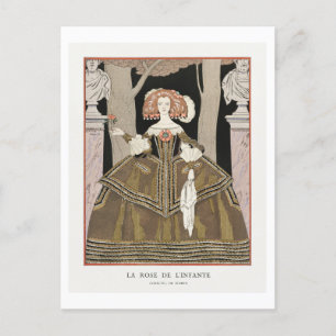 Art Deco Fashion Plate of Evening Gown by Barbier Postcard