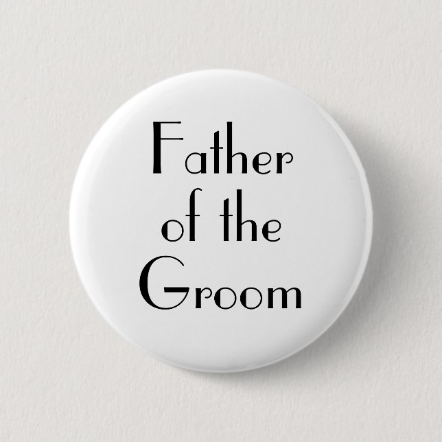 Art Deco Father of the Groom Wedding Button (Front)