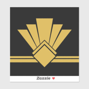 Art Deco Faux Gold Fan Black Pell and Stick Tile