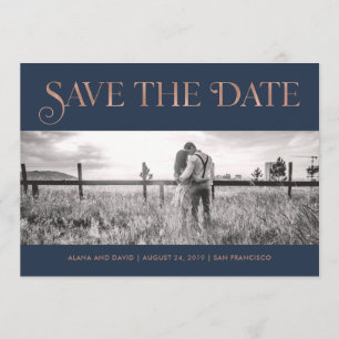 Art Deco Faux Rose Gold Photo Save the Date