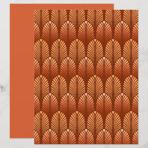 Art Deco Feather Pattern, Copper and Brown 