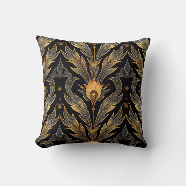 Art Deco Feather Pattern Cushion (Front)