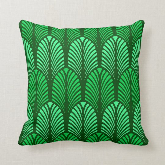 Art Deco Feather Pattern, Emerald Green Cushion Zazzle.co.uk