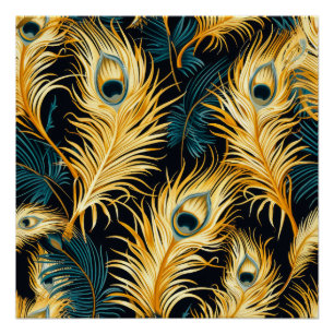 Art Deco Feather Pattern Poster