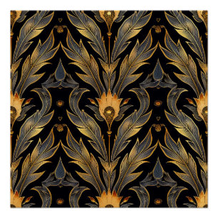 Art Deco Feather Pattern Poster