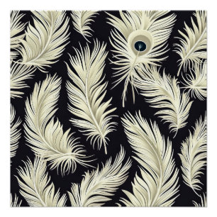 Art Deco Feather Pattern Poster