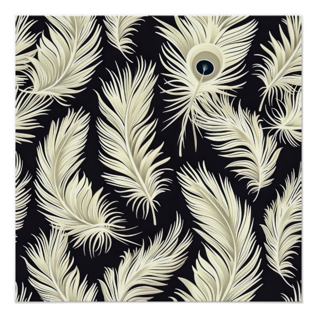 Art Deco Feather Pattern Poster (Front)