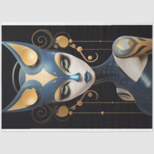 Art Deco Feline with Elegance Decoupage Tissue Paper