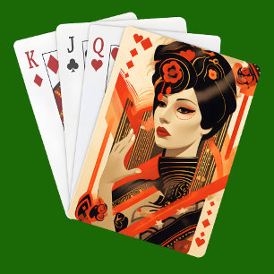 Art Deco Female Portrait  Playing Cards