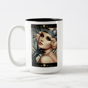 Art Deco Femme Fatale Mug (2 tone Blk)