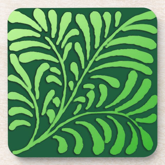 Art Deco fern pattern - shades of green Coaster (Front)
