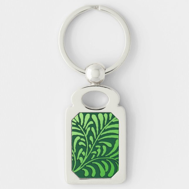 Art Deco fern pattern - shades of green Key Ring (Front)