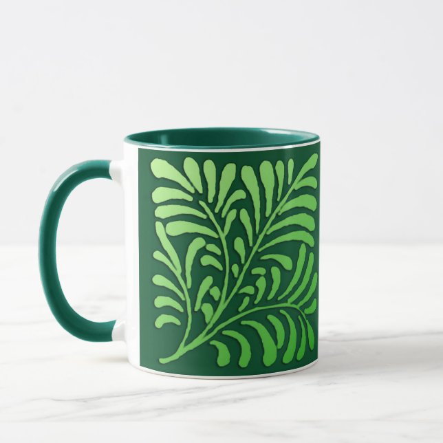 Art Deco fern pattern - shades of green Mug (Left)