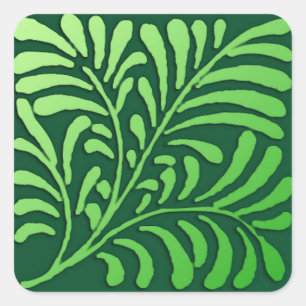 Art Deco fern pattern - shades of green Square Sticker