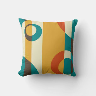 Art Deco Fifties, Striped Retro Abstract Art Cushion