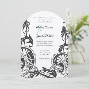 Art Deco Filigree Aesthetic Floral Scroll Wedding Invitation