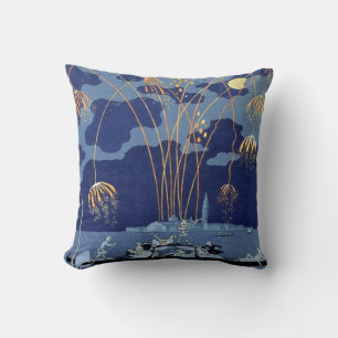 Art Deco "Fireworks in Venice" Throw Pillow