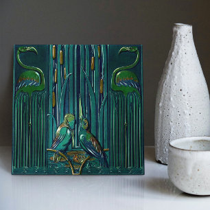 Art Deco Flamingo Wall Decor Art Nouveau Tile
