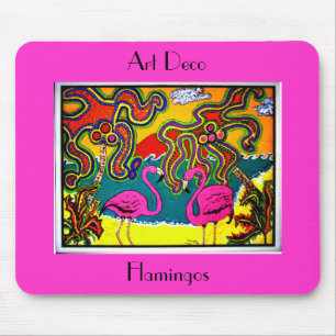 Art Deco Flamingos Mouse Mat