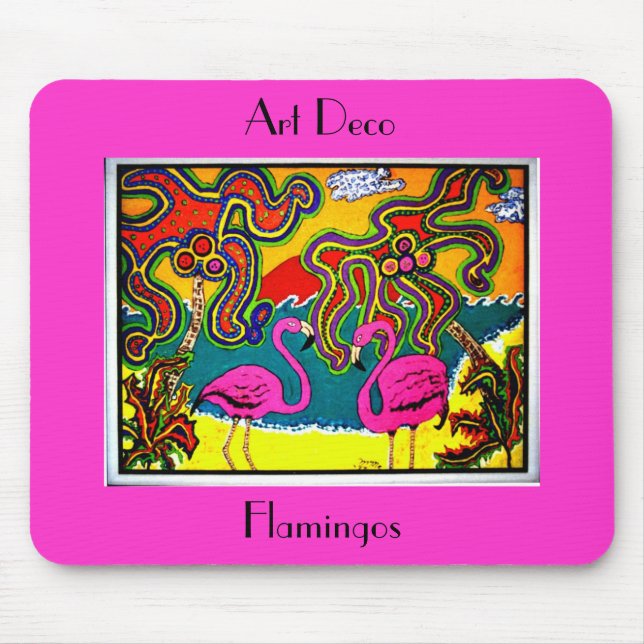 Art Deco Flamingos Mouse Mat (Front)
