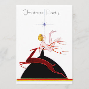 Art Deco Flapper and Deer Christmas Party Invitation