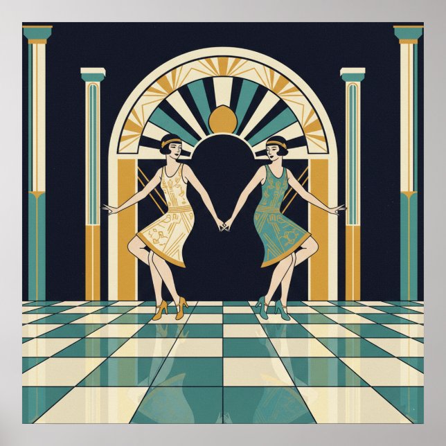 Art Deco Flapper Dancers Poster | 1920s Jazz Dance (Front)